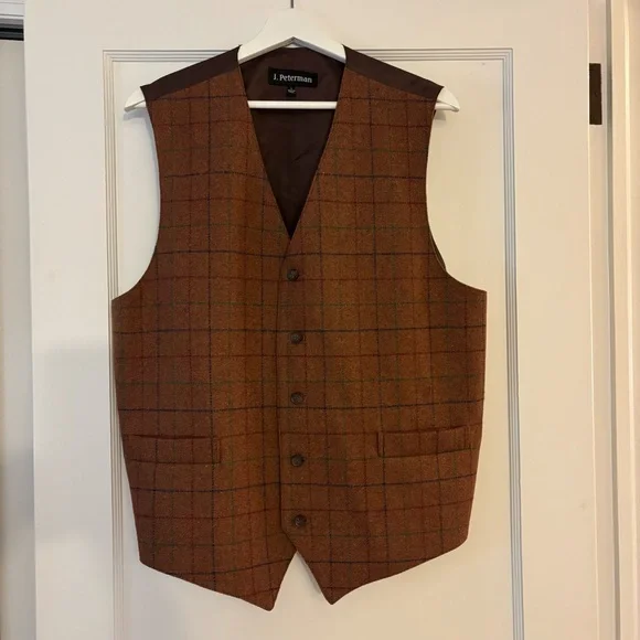 J. Peterman Rust Plaid Vest - Picture 1 of 7